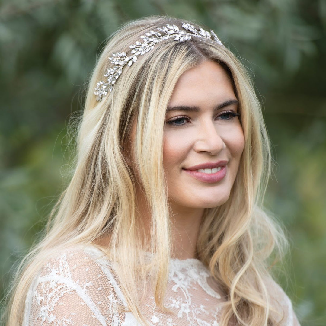 Ivory & Co Utopia Silver Crystal Leafy Tiara - utopia