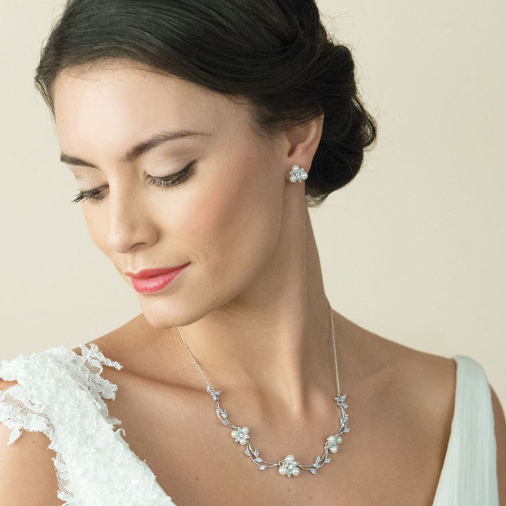 Ivory & Co Waterlily Pearl Crystal Stud Earrings - waterlilypearlearrings