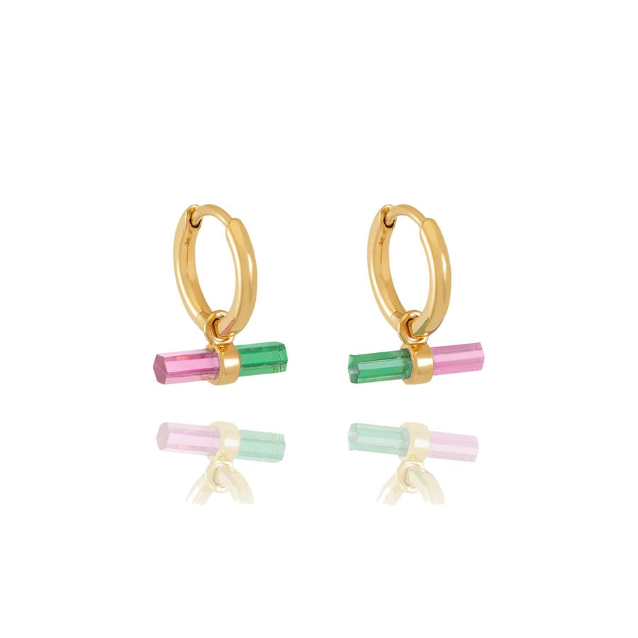 Rachel Jackson Watermelon T-Bar Huggie Hoop Earrings Gold TBE20WMGP
