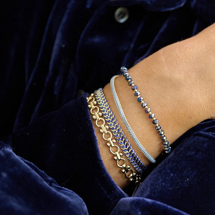 Boho Betty Iztac Denim Ombre Gold Slider Bracelet BRIZDEGLD