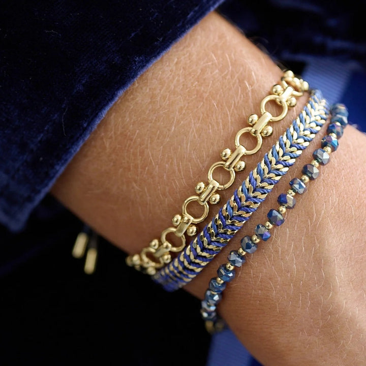 Boho Betty Iztac Denim Ombre Gold Slider Bracelet BRIZDEGLD