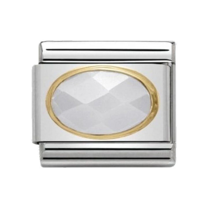 Nomination Classic Oval Hard Stones Charm - 18k Faceted White Jade 030502_25