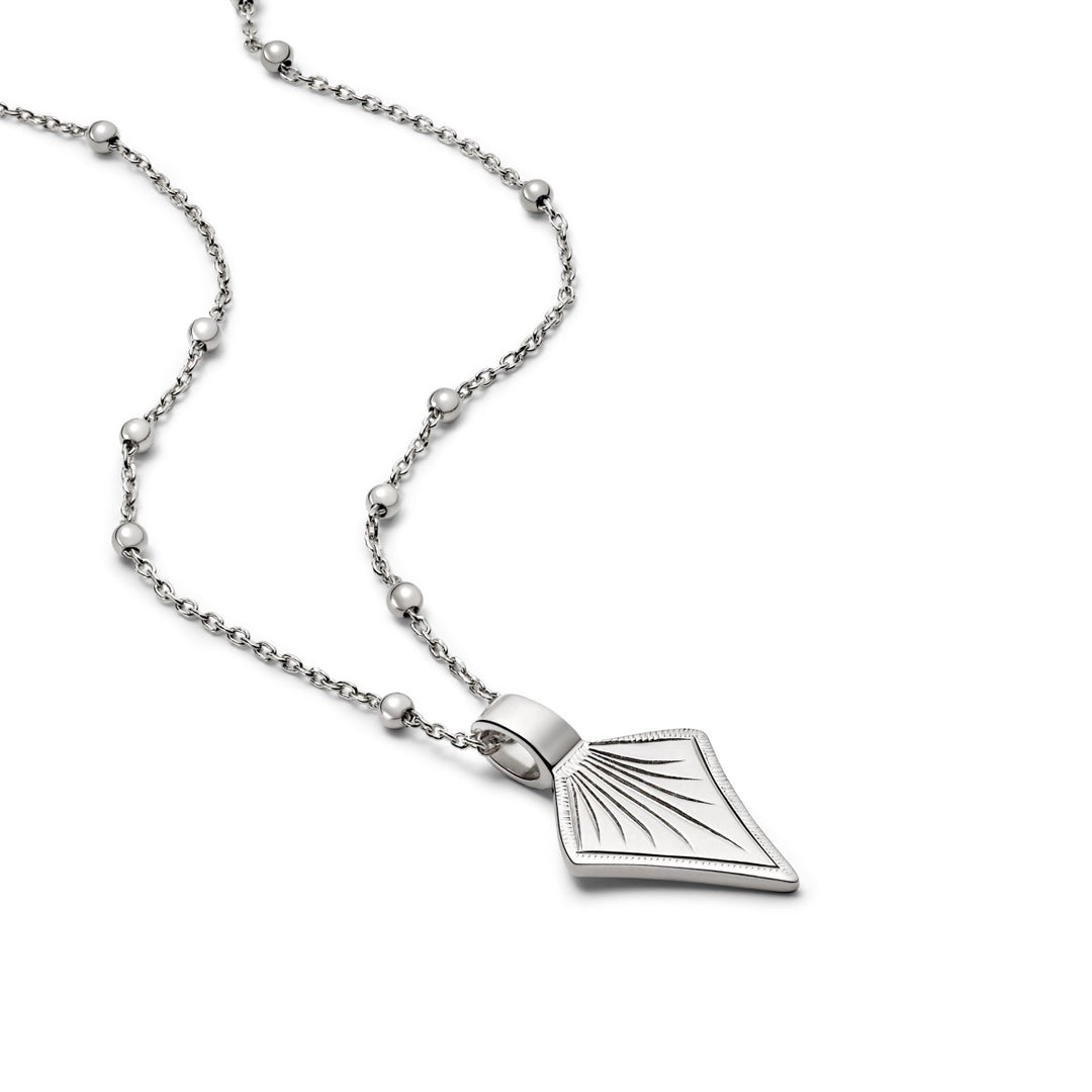 Daisy Palm Leaf Bobble Chain Necklace - Silver WN02_SLV