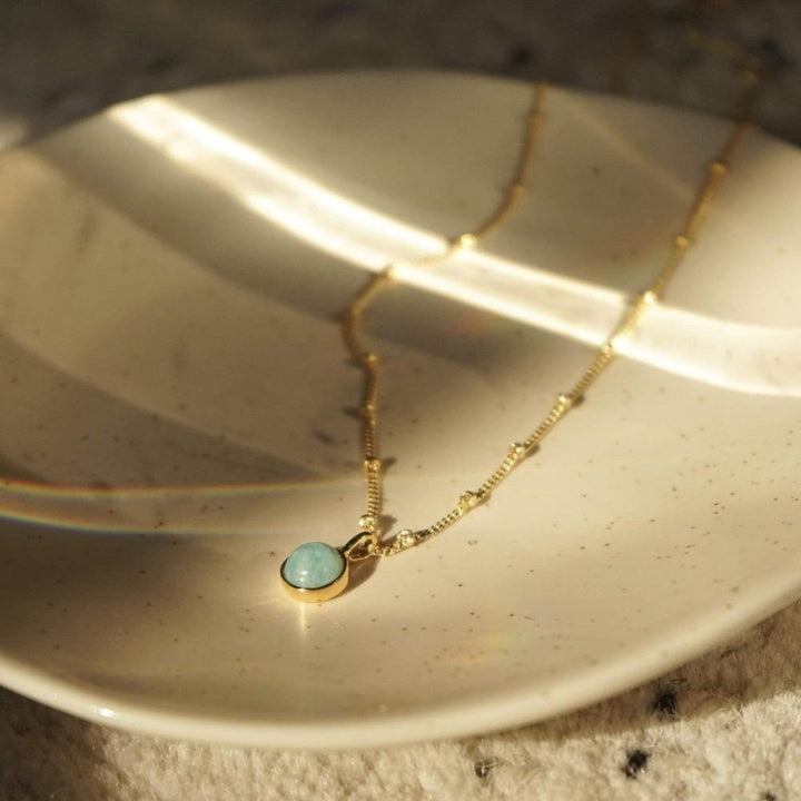Daisy Amazonite Healing Necklace - Gold HN2003_GP