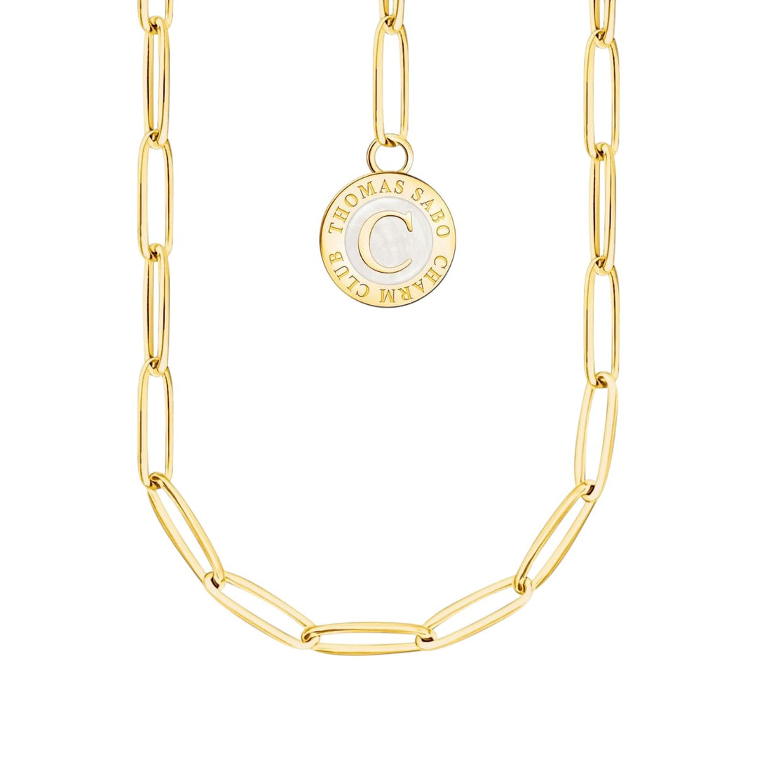 Thomas Sabo Member Charm Necklace with White Charmista Disc Gold Plated - X2089-427-39-L45