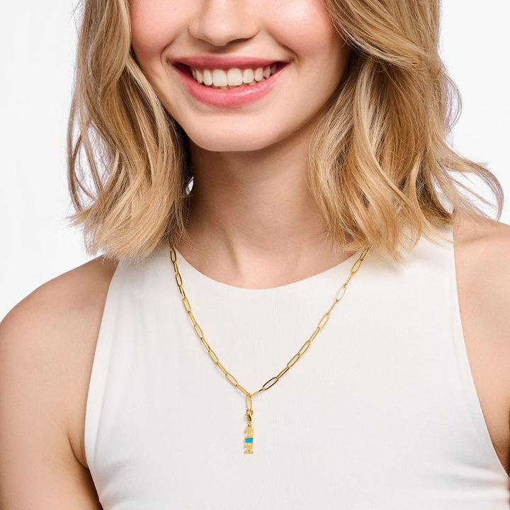 Thomas Sabo Member Charm Necklace with White Charmista Disc Gold Plated - X2089-427-39-L45