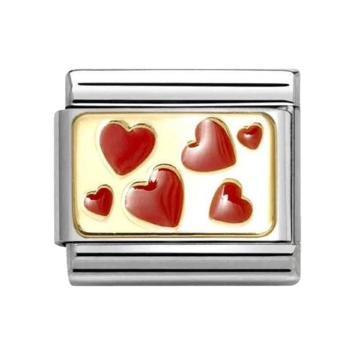 Nomination Classic Enamel and 18k Gold Hearts Plate - 030284_59