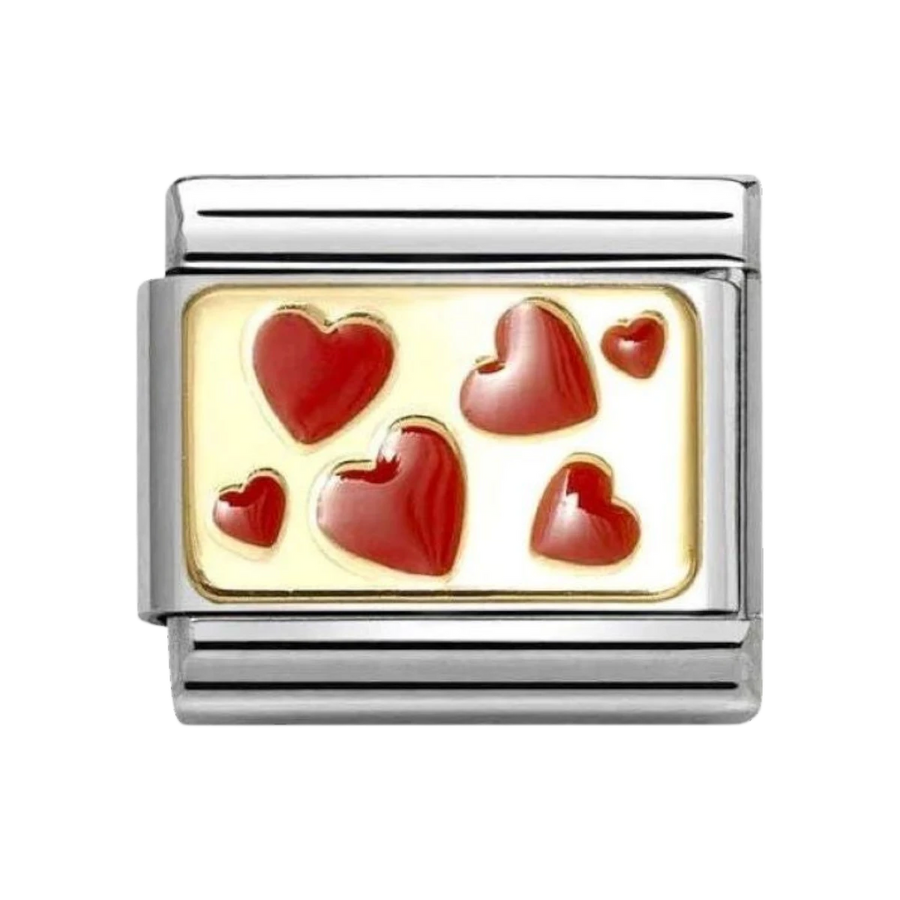 Nomination Classic Enamel and 18k Gold Hearts Plate - 030284_59