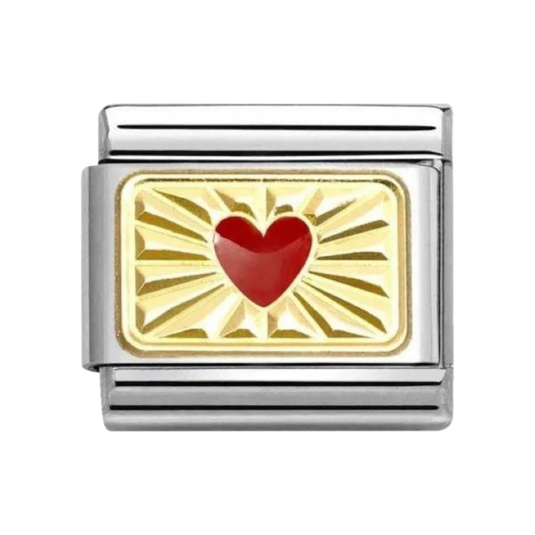 Nomination Classic Link Red Heart with Etched Detail - 030284_58