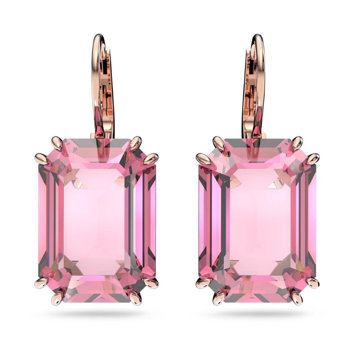 Photos - Earrings Swarovski Millenia Octagon  - Pink with Rose Gold Plating 