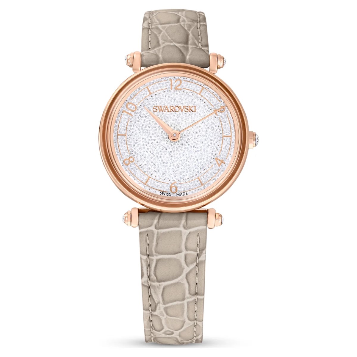 Photos - Wrist Watch Swarovski Crystalline Wonder Watch - Beige Rose Gold Tone with Leather Str 