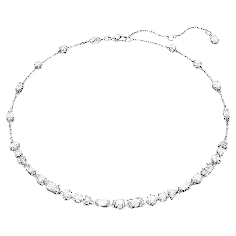 Photos - Pendant / Choker Necklace Swarovski Mesmera Scattered Design Necklace - White with Rhodium Plating 