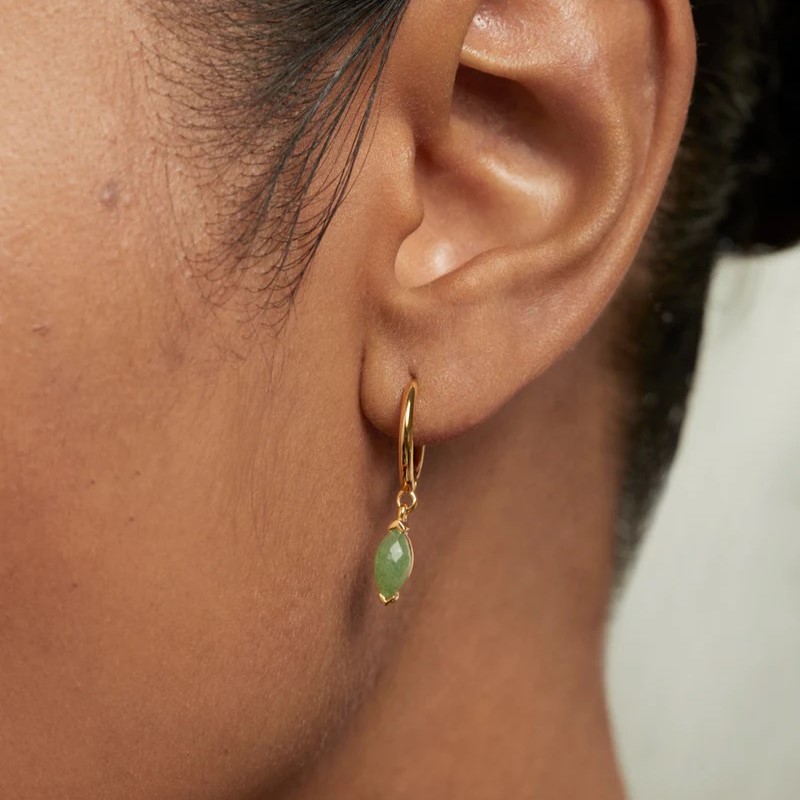 PDPaola Green Aventurine Nomad Hoop Earrings - Gold AR01-A07-U