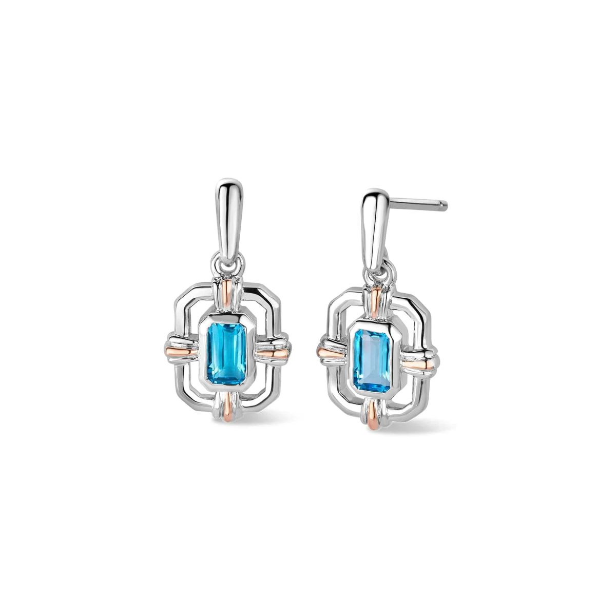 Clogau Enchanted Gateways Silver and Swiss Blue Topaz Stud Earrings - 3SEGW0731