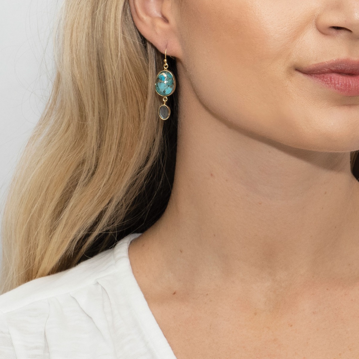 Sarah Alexander Bazaar Multi Gemstone Double Drop Earrings