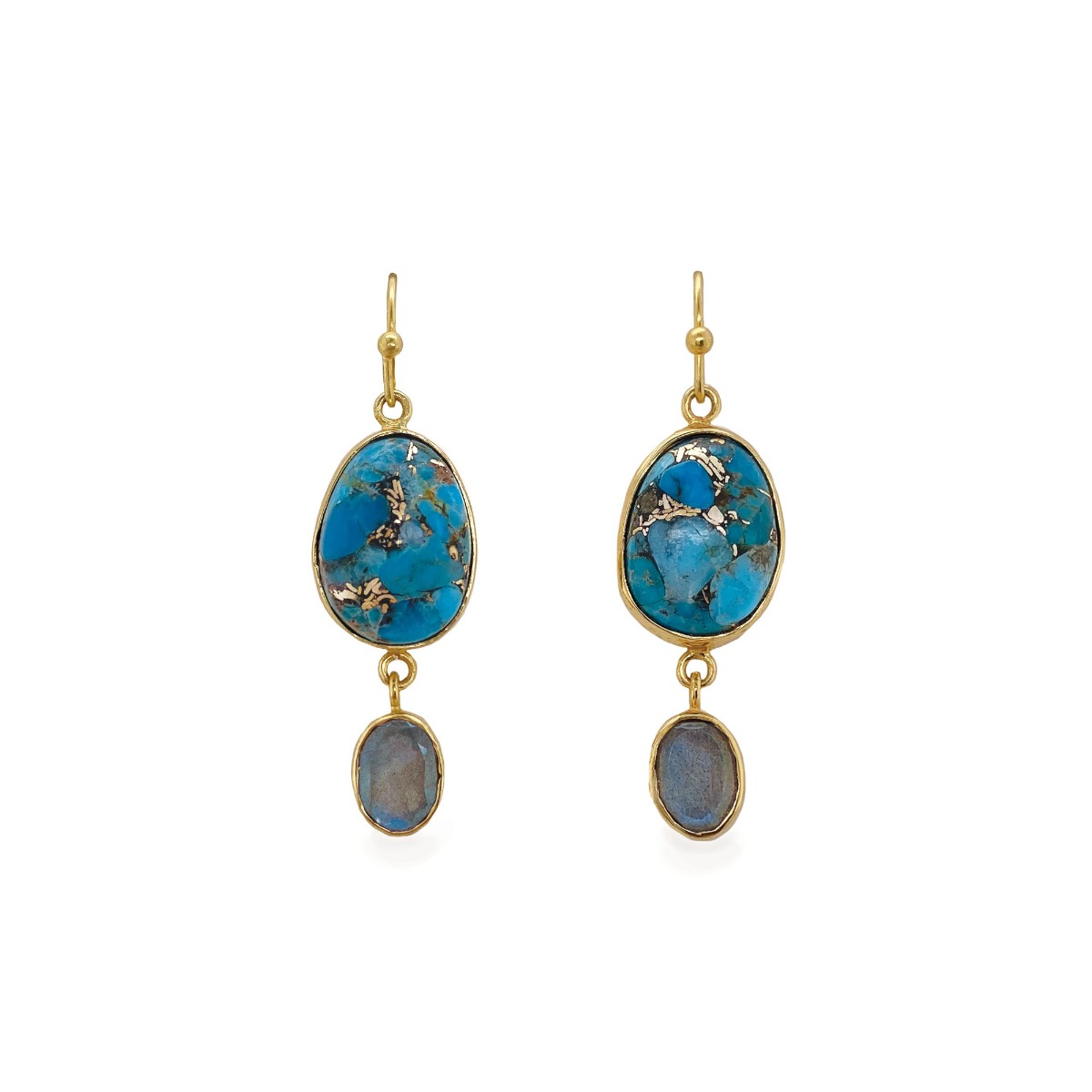 Sarah Alexander Bazaar Multi Gemstone Double Drop Earrings
