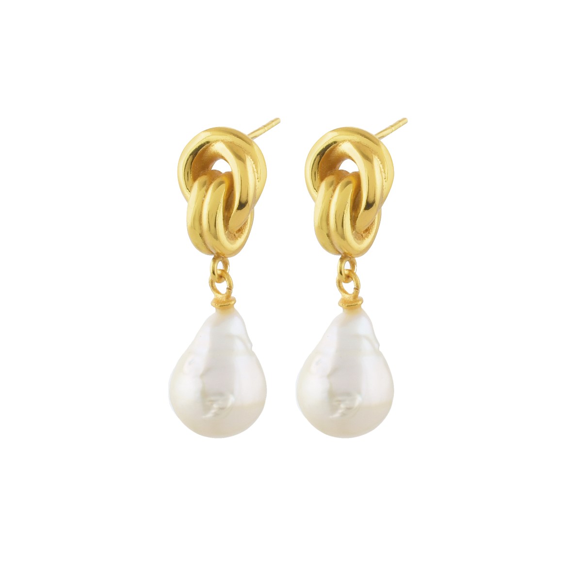 Shyla London Chunky Knot Baroque Pearl Earrings