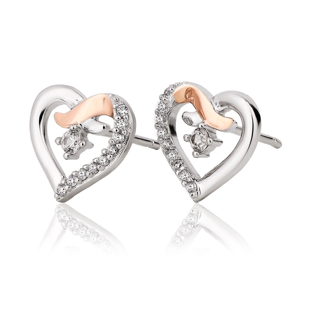 Buy Clogau Kiss White Topaz Heart Stud Earrings Online in UK