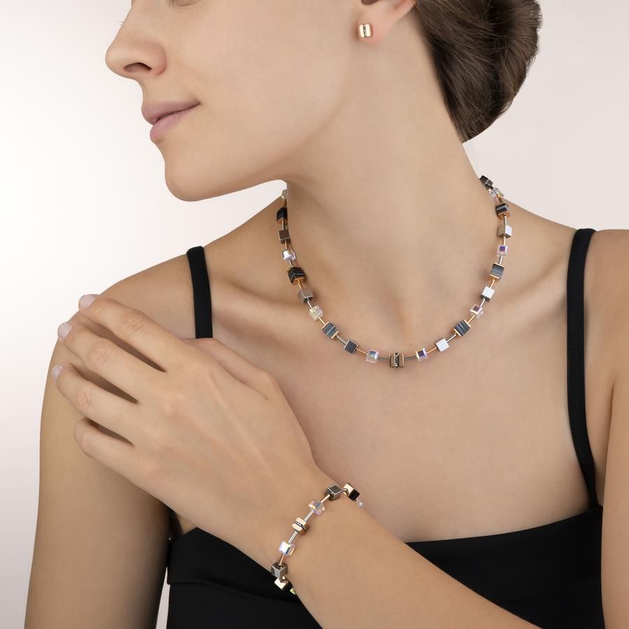 Buy Coeur De Lion GeoCUBE Necklace - Swarovski Crystal and Striped Onyx ...