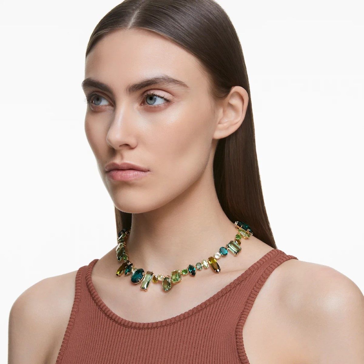 Buy Swarovski Gema Necklace - Green with Gold Tone Plating Online