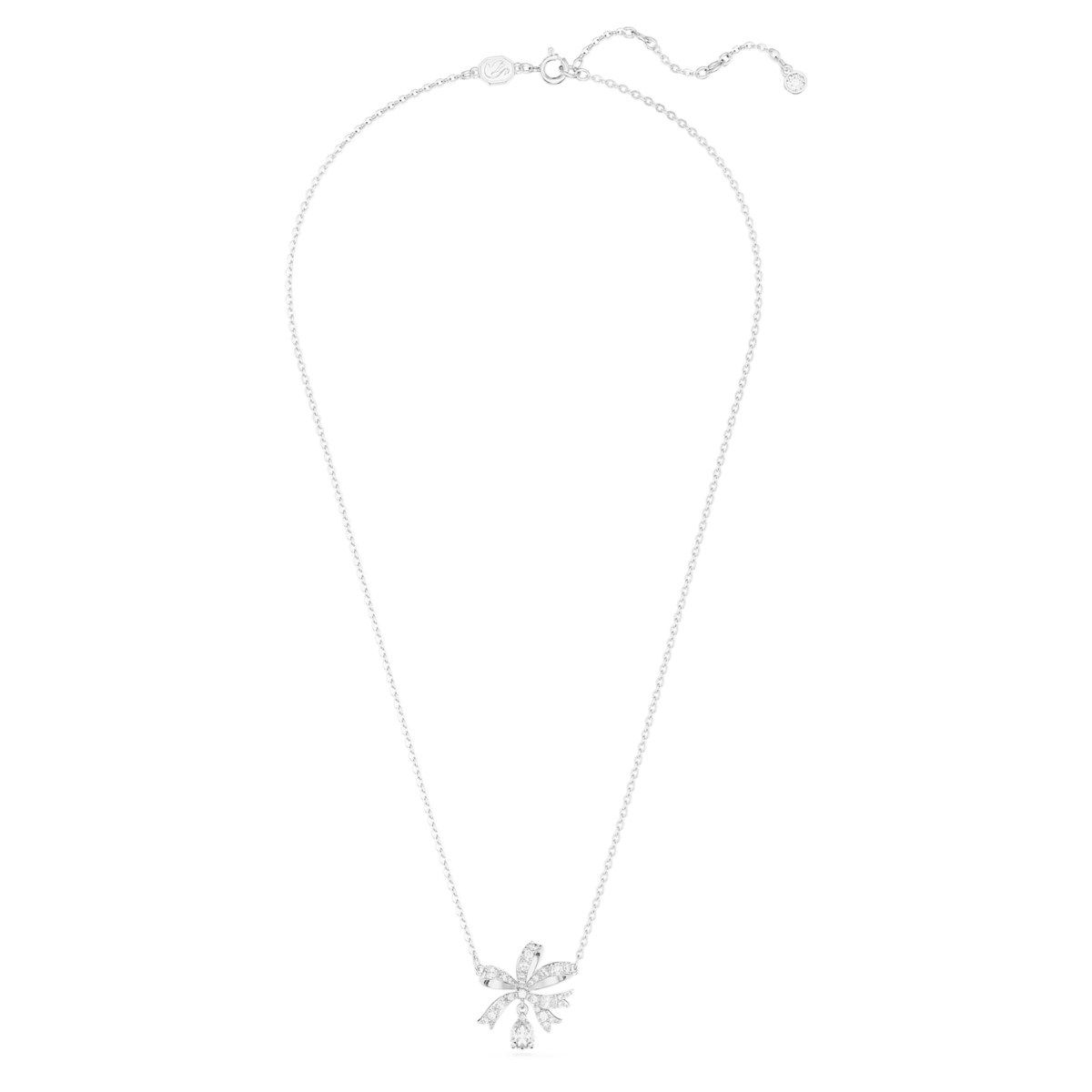 Buy Swarovski Volta Small Bow Necklace - White with Rhodium Plating Online
