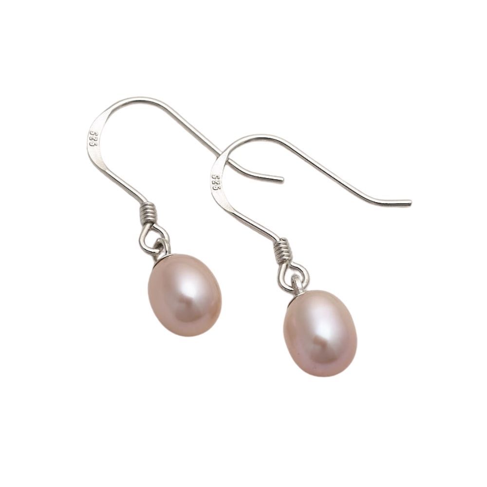 Buy Jersey Pearl Hook Silver and Pink Pearl Earrings Online