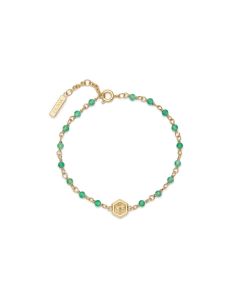 Olivia Burton Minima Bee Green and Gold Plated Beaded Charm Bracelet - 24100175