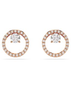 Swarovski Constella Round Cut Stud Earrings - White with Rose Gold Tone Plating 5692263