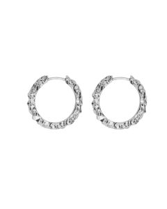 IX Crunchy Edge Hoop Earrings - Silver
