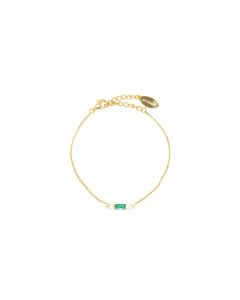Georgini Emerald Isle Freshwater Pearl Bracelet Emerald and Silver - IB216GG