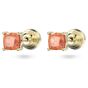 Swarovski Stilla Stud Earrings - Cushion Cut Orange Gold Tone Plated 5639123