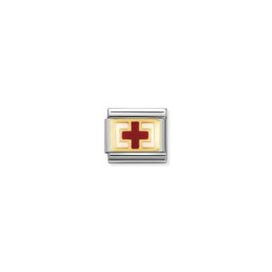 Nomination Classic Gold and Enamel Red Cross Charm 030208_06