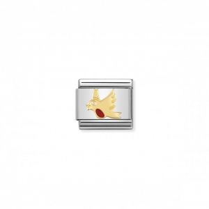 Nomination Classic Gold Air Animals Charm - Enamel and 18k Gold Robin 030211_06