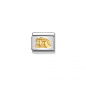 NOMINATION COMPOSABLE Classic RELIEF MONUMETS in stainless steel with 18k gold Parthenon 030123_02