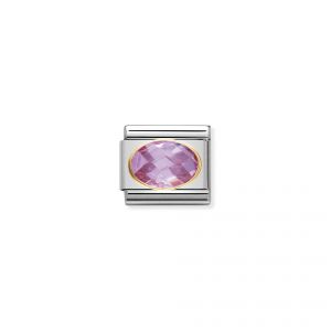 NOMINATION COMPOSABLE Classic FACETED CUBIC zirconia, stainless steel and 18k gold PINK 030601_003