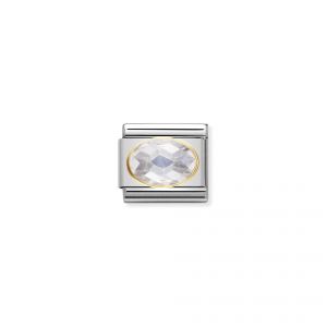 NOMINATION COMPOSABLE Classic FACETED CUBIC zirconia, stainless steel and 18k gold White 030601_010