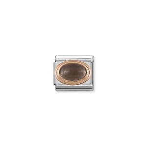 NOMINATION Composable Classic OVAL HARD STONES in stainless steel with 9K rose gold Smoky quartz 430501_29