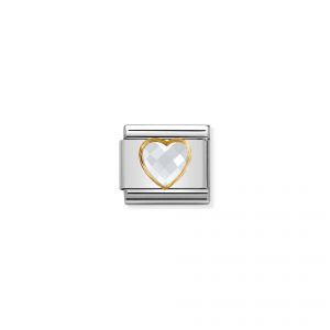 Nomination Composable Classic Multifaceted white heart link charm - 030610_010