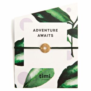 Timi Compass Stretch Bracelet Gold Olive - Adventure Awaits 82357378