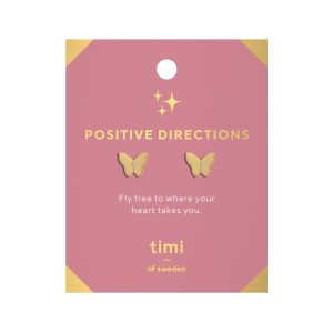 Timi Positive Direction Butterfly Stud Earrings Gold 8412602