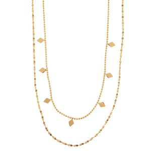 Timi Elise Double Layer Chain Necklace Stainless Steel Gold 84626