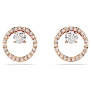 Swarovski Constella Round Cut Stud Earrings - White with Rose Gold Tone Plating 5692263