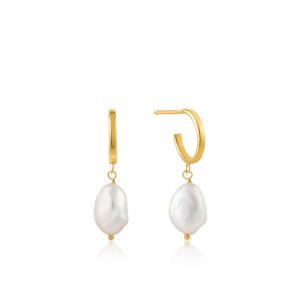 Ania Haie Pearl Mini Hoop Gold Earrings E019-02G