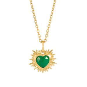 Rachel Jackson Electric Love Green Agate May Birthstone Heart Necklace Gold EGHN5GRGP