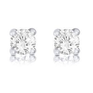 Brown & Newirth Round Brilliant Claw Set White Gold and Diamond Stud Earrings