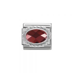 Nomination Classic Faceted Zirconia Charm - Sterling Silver Setting and Detail Red 330604_005