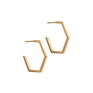 Rachel Jackson Medium Hexagon Hoop Earrings Gold HXE19GP