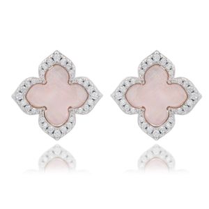 Georgini Sydney Soiree Fairwater Mother of Pearl Clover Stud Earrings - Silver IE1187W