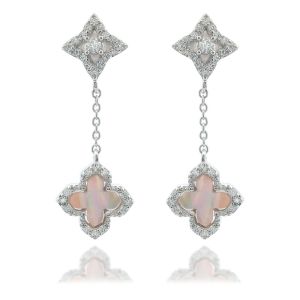 Georgini Sydney Soiree Fairwater Mother of Pearl Clover Drop Earrings - Silver