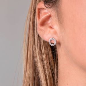 Georgini Baby Circle Zirconia Stud Earrings - Silver
